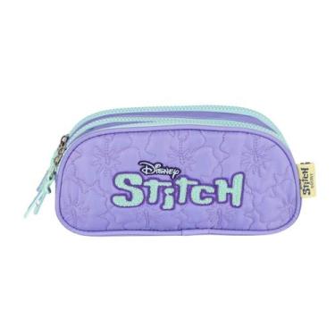 Imagem de Estojo Stitch Triplo Infantil Passeio Meninas Escolar Roxo - Stitch - 