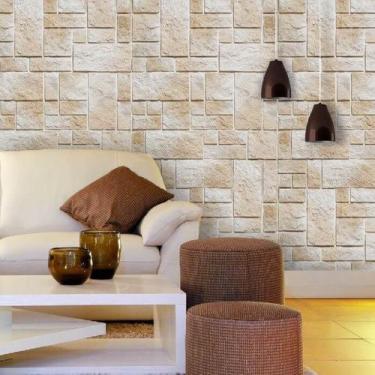 Imagem de Papel de Parede Pedra em Bege - Inove Papéis de Parede 