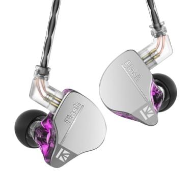 Imagem de keephifi Fones de ouvido KBEAR Flash in Ear Hi-Fi, Dual Drviers híbridos com capa de liga de alumínio CNC de cinco eixos, fones de ouvido com fio destacável 2PIN-C 2 m cabo (roxo, sem microfone