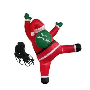 Imagem de Vaveren Parede de escalada inflável com Papai Noel pendurado e sacola de presentes, decoração divertida com luzes para, janela ou jardim.