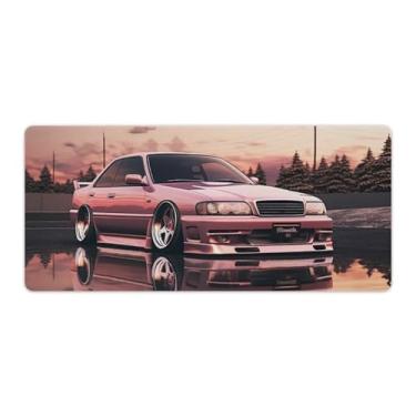 Imagem de Rosa JDM Car Reflection Beautiful Desk Table Pad Mouse Pad Antiderrapante Grande Material de Escritório Tapete de Mesa Borracha Impermeável Tapete de Escrita para Escritório Jogo Casa 40 x 90 cm