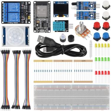 Imagem de Kit básico para iniciantes de 95 peças para ESP32 ESP-32S placa de desenvolvimento WiFi para Arduino Project Learning Kit com tutoriais ESP32 kit com caixa