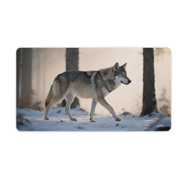 Imagem de HouLaiZhe Majestic Wolf Forest Tapete de mouse grande base de borracha antiderrapante para jogos tapete de mesa laptop acessórios de computador suprimentos bloco de escrita para escritório casa 40 x