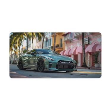 Imagem de FoRes Tapete de mouse JDM grande para jogos verde Jdm carro R35 palmeiras tapete de mesa antiderrapante base de borracha laptop acessórios de computador suprimentos bloco de escrita para escritório