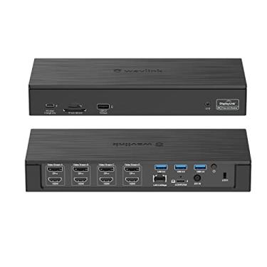 Imagem de WAVLINK Estação de ancoragem universal para laptop 19 em 1 USB C Quad 4K com carregamento de host de 100 W, dupla 5 K a 60 Hz/Quad 4 K a 60 Hz para MacBook e Windows (4 HDMI, 4 DP, leitor de cartão SD 4.0, Ethernet de 2,5 Gbps)