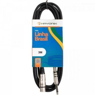 Imagem de Cabo Para Microfone Linha Brasil Xlr(f) X P10 3m cor de fabricação Preto Hayonik.