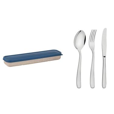 Imagem de Conjunto By Me 4 Pçs Portáteis Talheres Aço Inox Estojo Ecológico para Bolsa Tramontina