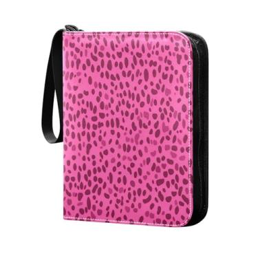 Imagem de Wassud Lindo fichário com estampa de leopardo, 4 bolsos, comporta 400 cartões padrão à prova d'água TCG CCG MTG álbum presentes para colecionadores, meninos e meninas