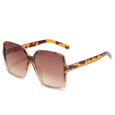 Imagem de Óculos de sol quadrados grandes para mulheres e homens, óculos de sol grandes modernos, Armação de tartaruga - Lente marrom gradiente, 52MM