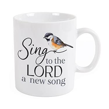 Imagem de P. Graham Dunn Caneca de café de cerâmica de porcelana Sing Lord New Song Pássaro cinza 425 g