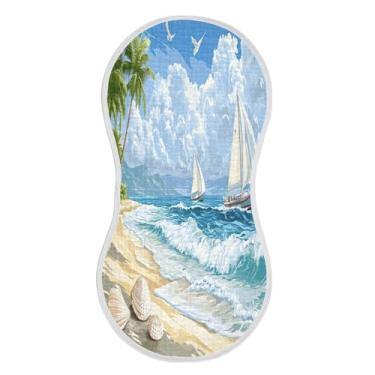 Imagem de xigua Conjunto de 4 panos de musselina para bebês de praia com palmeiras, super macios e absorventes, roupas de arroto de algodão, presente de chá para recém-nascidos, bebês meninas e meninos