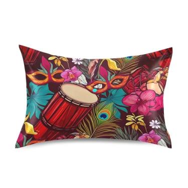 Imagem de Fronhas refrescantes fofas personalizadas padrão king queen fronha de cetim cama travesseiro cuidados com a pele tamanho queen 76.2 cm x 50.8 cm vibrante vermelho bateria festa