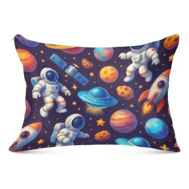 Imagem de Capa de almofada decorativa divertida colorida planetas do espaço sideral com zíper padrão king queen size fronha para cama de sofá de casa, tamanho padrão, 51 x 66 cm