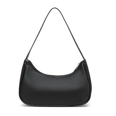 Imagem de Bolsas de ombro para mulheres, linda bolsa Hobo Tote Mini Clutch com fecho de zíper, Preto, Casual