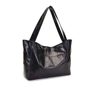Imagem de NICOLE & DORIS Bolsa feminina grande comprador bolsa casual bolsa de ombro bolsa de couro macio bolsa de viagem bolsa de viagem bolsas elegantes, preto, L, Informal