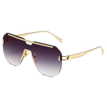 Imagem de HCPIHF Óculos de sol grandes femininos, fashion, com lentes degradê, peça única, masculino, UV400, retrô, para áreas externas (C02)