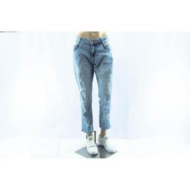 Imagem de CALÇA JEANS DARLOOK MANU COM RASGOS AZUL CLARO - FEMININO-Masculino