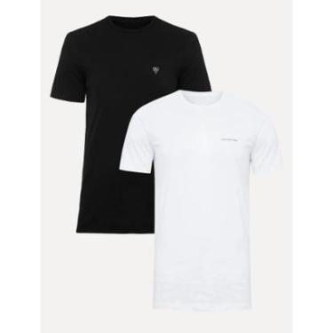 Imagem de Kit Camisetas Calvin Klein Jeans | New Logo e Light Omega Branca/Preta 2UN-Masculino