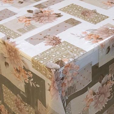 Imagem de Toalha de Mesa de Plástica Forro de mesa cristal estampada e impermeável, para mesas 4,6,8 cadeiras(Decopagem,4 Cadeiras 1.50 X 1.40)