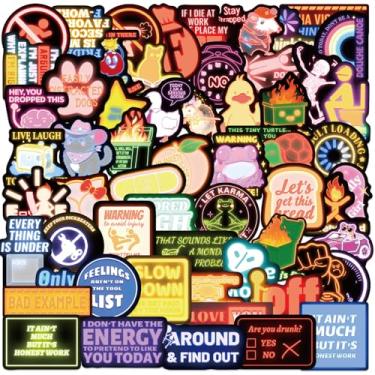 Imagem de 120 peças de adesivos neon engraçados para adultos, decalques de meme sarcásticos de vinil à prova d'água para garrafa de água, laptop, carro, para-choque, capacete, notebook, skate, sem repetições