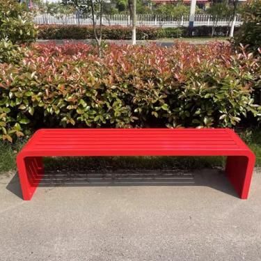 Imagem de LOERSS Banco sem costas ao ar livre, banco de jardim, banco de pátio, cadeira de parque, para frente, varanda, gramado, quintal (tamanho: 120 cm/47 pol, cor: vermelho)