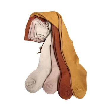 Imagem de 4 pares de meia-calça sólida série arco para meninas pequenas - NONE, 