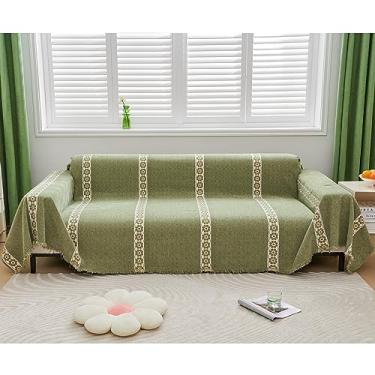 Imagem de Mantas de sofá de chenille com estampa de concha para 4 lugares – capa de sofá macia com design de emenda – protetor de sofá de tamanho grande para decoração de sala de estar