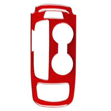 Imagem de PJFUS Adesivo de painel de mudança de marchas para console central de carro, acessórios internos de fibra de carbono vermelho real compatíveis com Chevrolet Malibu L/LS/RS/LT/Premier 2016 2017 2018