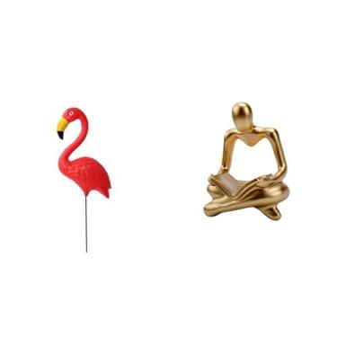 Imagem de Whtkoph Escultura de Flamingo para Jardim de Fadas, Enfeite de Natal, Estátua de Pensador Abstrato, Estatueta Artesanal para Decoração com Sal.