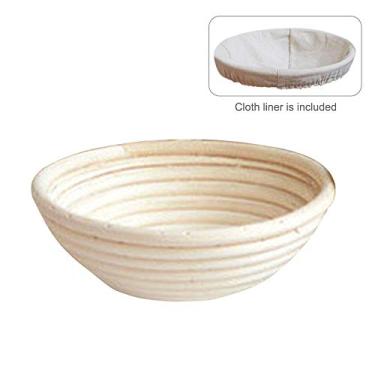 Imagem de Cesta de fermentação pão rattan natural com pano forro para sourdough artesanal padeiros domésticos cozinha ferramenta massa ecológica e sustentável
