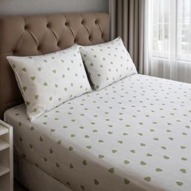 Imagem de Jogo de Lençol Casal 3 Peças 150 Fios Estampado – Lençol com Elástico, Fronhas com Zíper, Cama Box e Padrão (Modelo - 9)