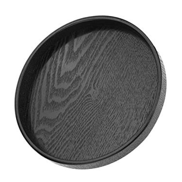 Imagem de Bandeja de Servir Madeira Sólida Redonda para Chá Café Comida e Refeições - Premium Ecológica com Bordas Elevadas Fácil Manter Limpar Versátil Uso em