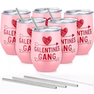 Imagem de Willinglong 6 peças de presentes para o dia de Galentine 350 ml, copos de aço inoxidável, caneca de aço inoxidável, para mulheres, amigos, irmãs, mulheres, celebrações, artigos de festa