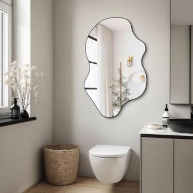 Imagem de DAOYIJIAJU Espelho irregular, espelhos de parede assimétricos, espelho ondulado de 80 x 59,9 cm, espelhos decorativos modernos sem moldura para sala de estar, banheiro, quarto, corredor, entrada