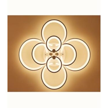 Imagem de Luminária de teto LED moderna para sala de estar, com regulagem de intensidade e controle remoto. Ideal para ambientes internos, como sala de estar, quarto, cozinha e sala de jantar. (Preta,