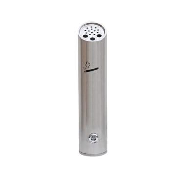 Imagem de Eliminação de pontas de cigarro Cinzeiro comercial externo de parede com trava e coluna cinzas aço inoxidável
