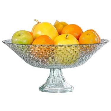 Imagem de Centro De Mesa Fruteira De Vidro Escamado Com Pé Vitazza 40x19cm
