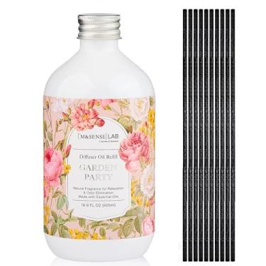 Imagem de M&SENSE Refil de óleo difusor de palheta, 500 ml com 10 palitos de palheta vazados, perfume para festa de jardim, refis de óleo perfumado, óleos essenciais naturais para difusores, decoração para spa