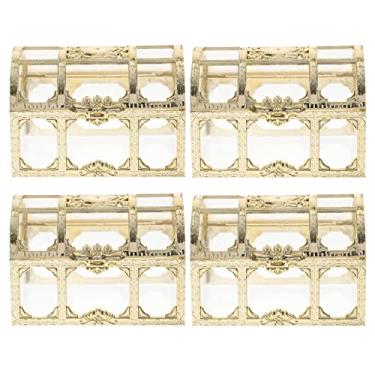 Imagem de 4 peças de caixa de plástico pirata tesouro vintage armazenamento de joias organizador transparente organizador de moedas lembrancinhas de festa para pirata jogo sem moeda