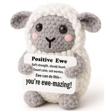 Imagem de WEYON Positive Comfort Gift – Mini Crochet Sheep Plush with Message Card, Handmade 8–10cm, Cozy Desk Nightstand Decor, Year-Round Encouragement