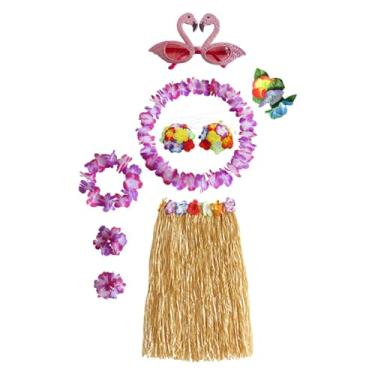 Imagem de YIJU Conjunto de fantasia de saia havaiana para performance em palco, praia, carnaval, vestido de casamento, Comprimento da saia 60cm