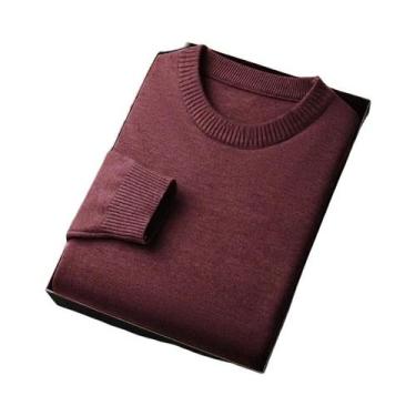 Imagem de Suéter Masculino Slim Fit Com Gola Redonda, Leve, Tricotado, Manga Lon