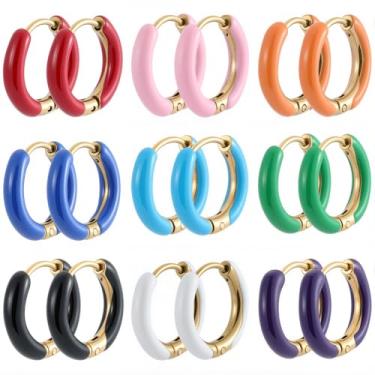 Imagem de SUNNYCLUE 1 caixa 18 peças de brincos de argola para abraçar achados 16 mm gancho de orelha redondo colorido 304 ganchos de orelha de aço inoxidável 304 para fazer joias, acessórios faça você mesmo