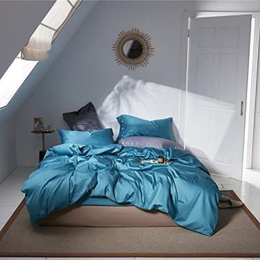 Imagem de Conjunto de capa de edredom de várias cores sólidas, lençol com elástico/liso, colorido, 3 lençóis, solteiro, 4 peças