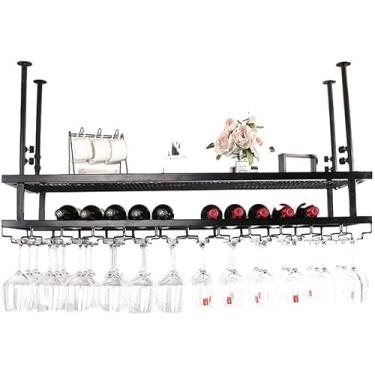 Imagem de HHHJQFAAT Suporte para copos de vinho tinto pendurado, rack de vinho de barra de cabeça para baixo, rack de cálice, rack de vinho pendurado/marrom/80 x 30 cm (preto 50 x 30 cm)