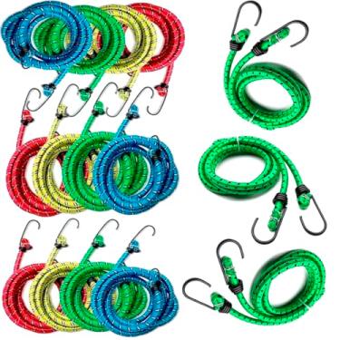 Imagem de Kit com 15 Cordas Elástica Extensor De 92 A 122cm Corda para Bagageiro Carga Moto Bike Bicicleta Caçamba