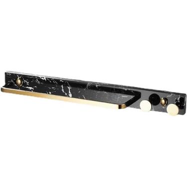 Imagem de HHHJQFAAT Toalheiro Suporte de toalha de banho barra de toalha de 50 cm, toalheiro de banheiro de mármore com 2 ganchos de latão, barra de toalha de parede, suporte de toalha Morden, B (A)