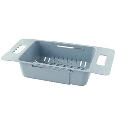Imagem de Suporte de pia telescópico criativo cozinha retrátil rack de drenagem cesta de drenagem multifuncional rack de pratos de plástico uso diário (cor: azul tamanho: tamanho único)