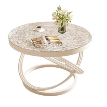 Imagem de Mesa de sala de estar, mesa de café, mesa de centro moderna de meados do século, mesa de centro simples para sala de estar, mesa de chá moderna com moldura de metal, vidro temperado, design de moldura