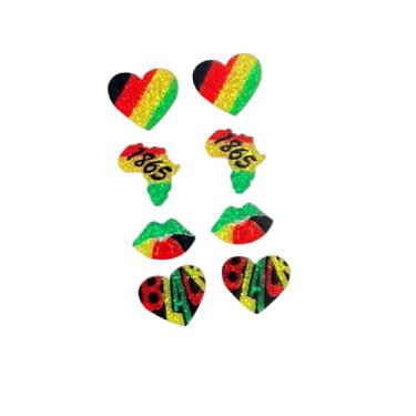 Imagem de Juneteenth Brincos Africanos Glitter África Mapa Coração Arco Acrílico Brincos de Argola Embrulhados com Strass para Mulheres Joias de História Negra, Acrílico, Sem pedra preciosa